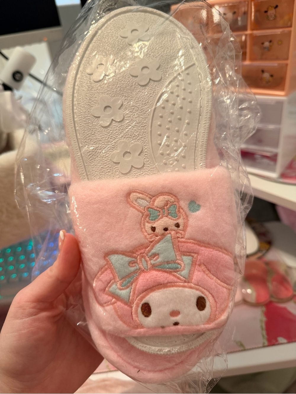 Pink Sanrio My Melody Plush Slide Sandals